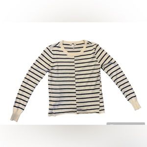 Paige Allie Long-Sleeve Striped Sweater, Ivory/Navy Size Small